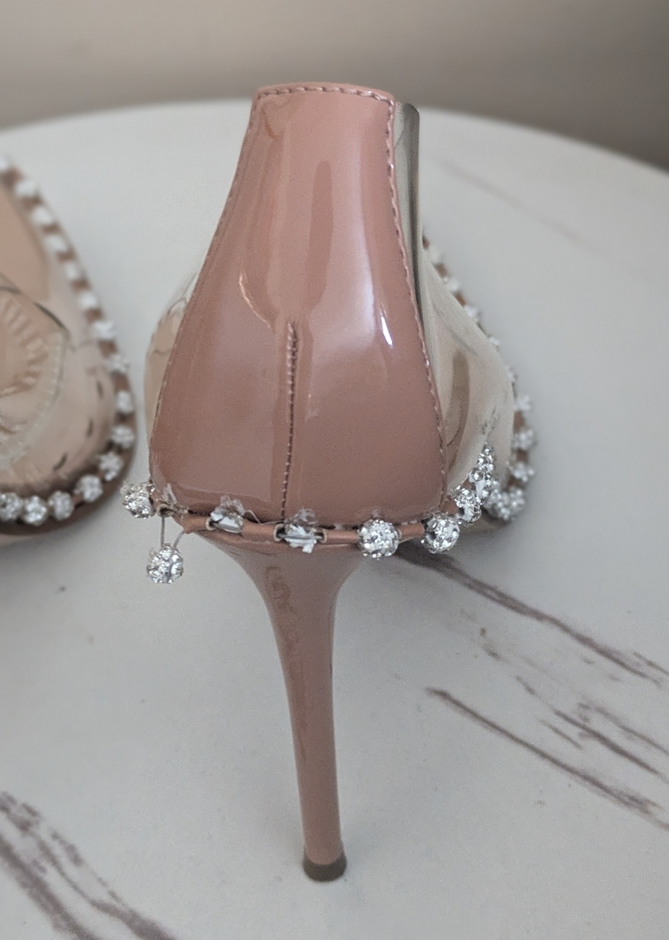 Steve Madden Nude Clear Pointed Toe Pumps with Crystal Trim - Picture 10 of 14